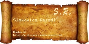 Simkovics Rezső névjegykártya